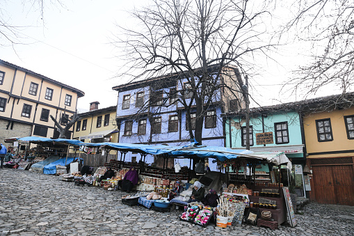 People shopping in old Ottoman village Cumalikizik in Bursa City. Village located 10 kilometers east of the city of Bursa, at the foot of Mount Uludag.