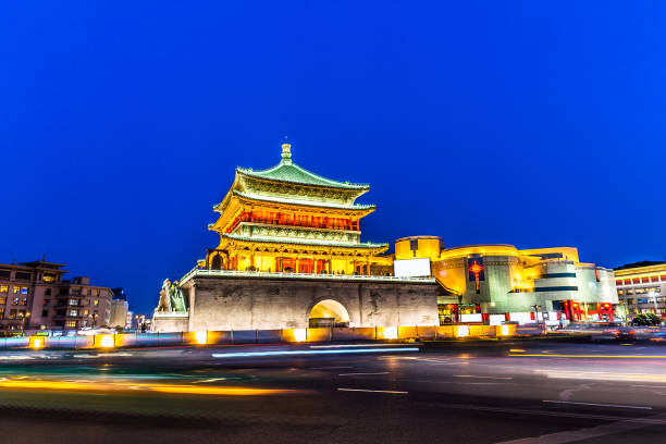 istock ancient building in Xi'an at night 667183930