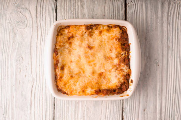 istock Homemade Meat lasagna on wooden board 667184148