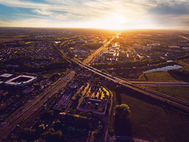 Aerial view of sunset over Kissimmee Florida Aerial view of sunset over Kissimmee Florida kissimmee stock pictures, royalty-free photos & images