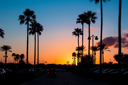 Sunset over the city of Orlando Florida.