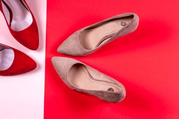 istock Red and pastel female high-heeled shoes 667196016