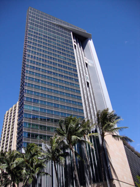 istock looking up at the Tallest building in Downtown Honolulu 667197066