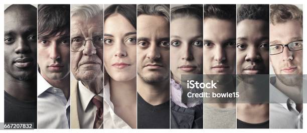 Grey Leeft Stockfoto en meer beelden van Collage - Collage, Menselijk gezicht, Mensen