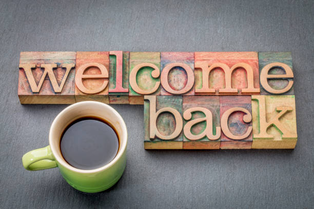 istock Welcome back sign in wood type 667211556