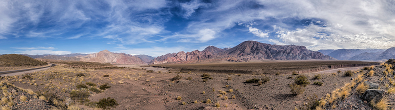 Panoramic Photograph taken on National Route 7, connecting Mendoza in Argentina to Santiago in Chile