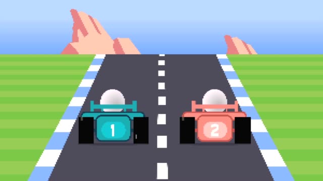 Simulated 1980s 8-Bit Racing Video Game