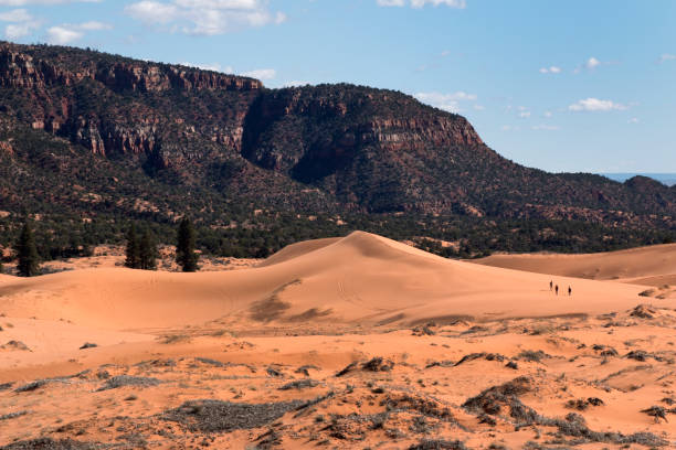istock Trio dwarfed visitors explore Coral Pink Sand Dunes State Park Utah 667226646