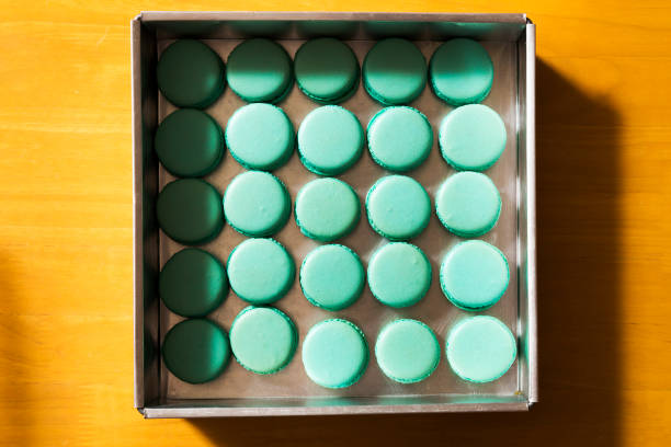 istock Rows of Macaroons in tray 667229506
