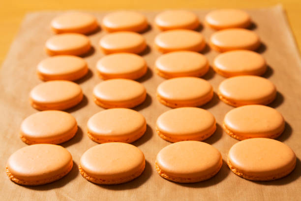 istock Row of macaroons on paper baking sheet 667229556