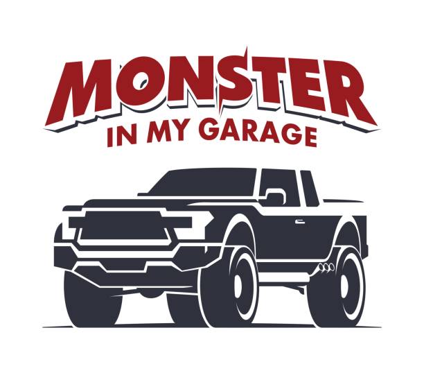 monster truck - truck semi truck pick up truck car transporter stock illustrations