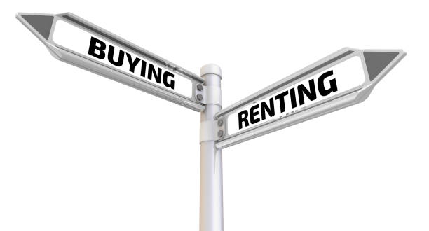 istock Buying or renting. Road sign 667239892