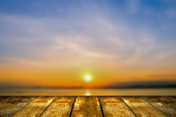 istock Empty top view of wooden table 667240076