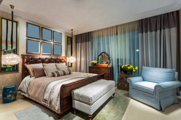 istock Furniture show bedroom, double bed 667251674
