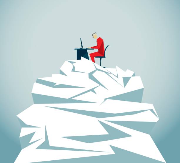 Business Illustration and Painting crumbled piles of paper desk stock illustrations