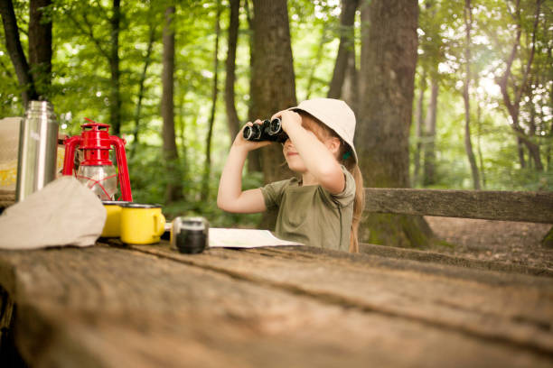 istock young girl explores  nature with binoculars on camping trip 667253074