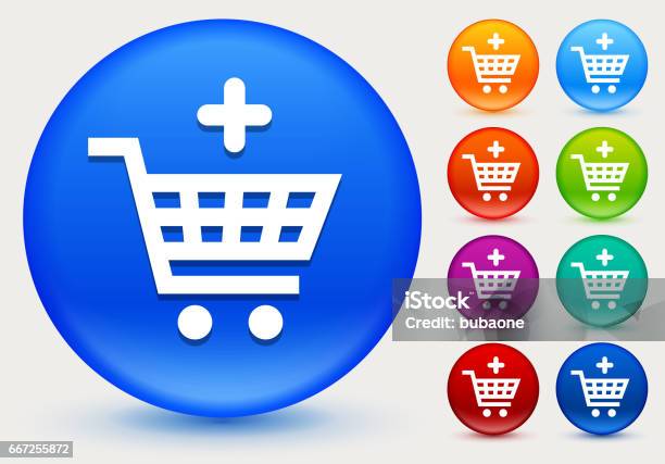 Add To Shopping Cart Icon On Shiny Color Circle Buttons Stock Illustration - Download Image Now