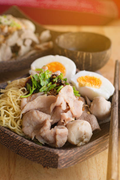 istock Meat Noodle with egg in a bowler bowl 667259578