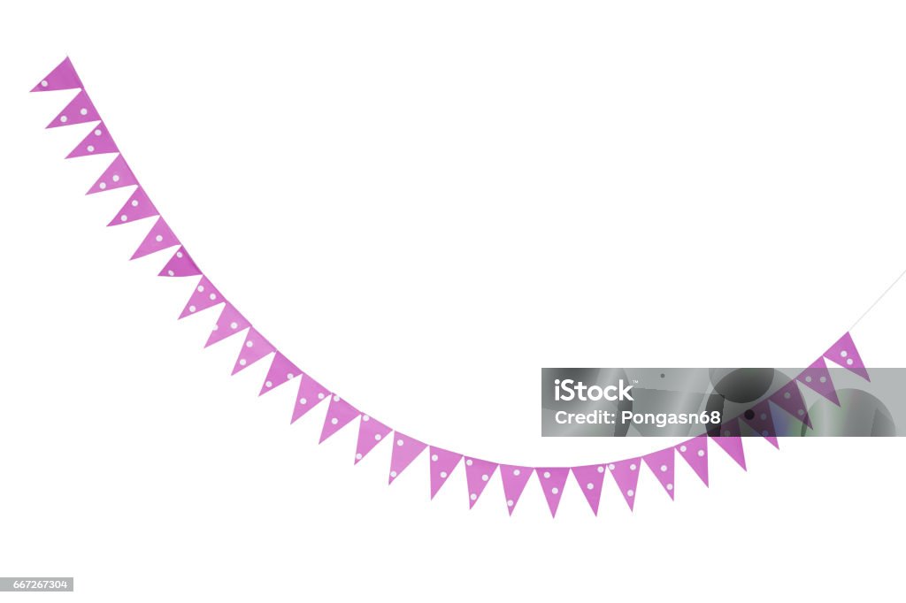 pink party bunting flags pink party bunting flags on a White Anniversary Stock Photo