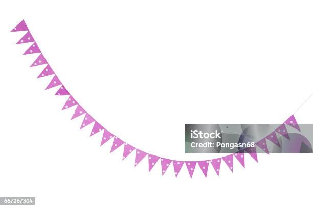 Pink Party Bunting Flags Stock Photo - Download Image Now - Anniversary, Blue, Bright