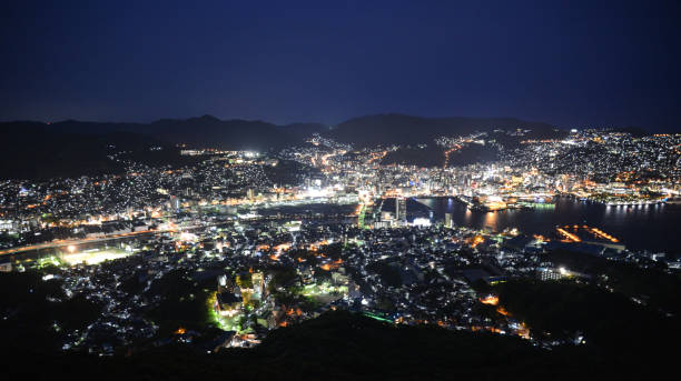 istock a panoramic night scene of japan. bird's eye view 667270224