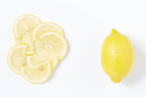 limoni - lemon portion cross section isolated foto e immagini stock