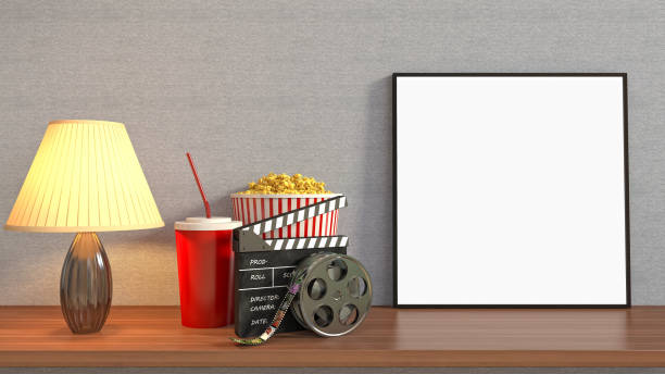 mock up poster frame in interior background. 3D Illustration