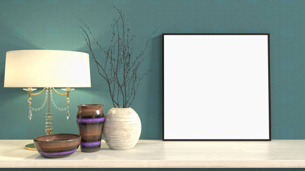 istock mock up poster frame in interior background. 3D Illustration 667278678