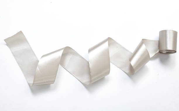 istock Shiny silver satin ribbon 667292160