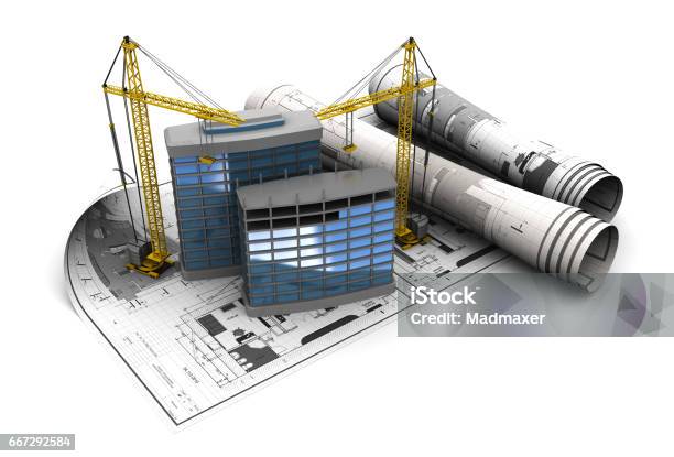 Construction Stock Illustration - Download Image Now - Blueprint, Paper Scroll, Apartment