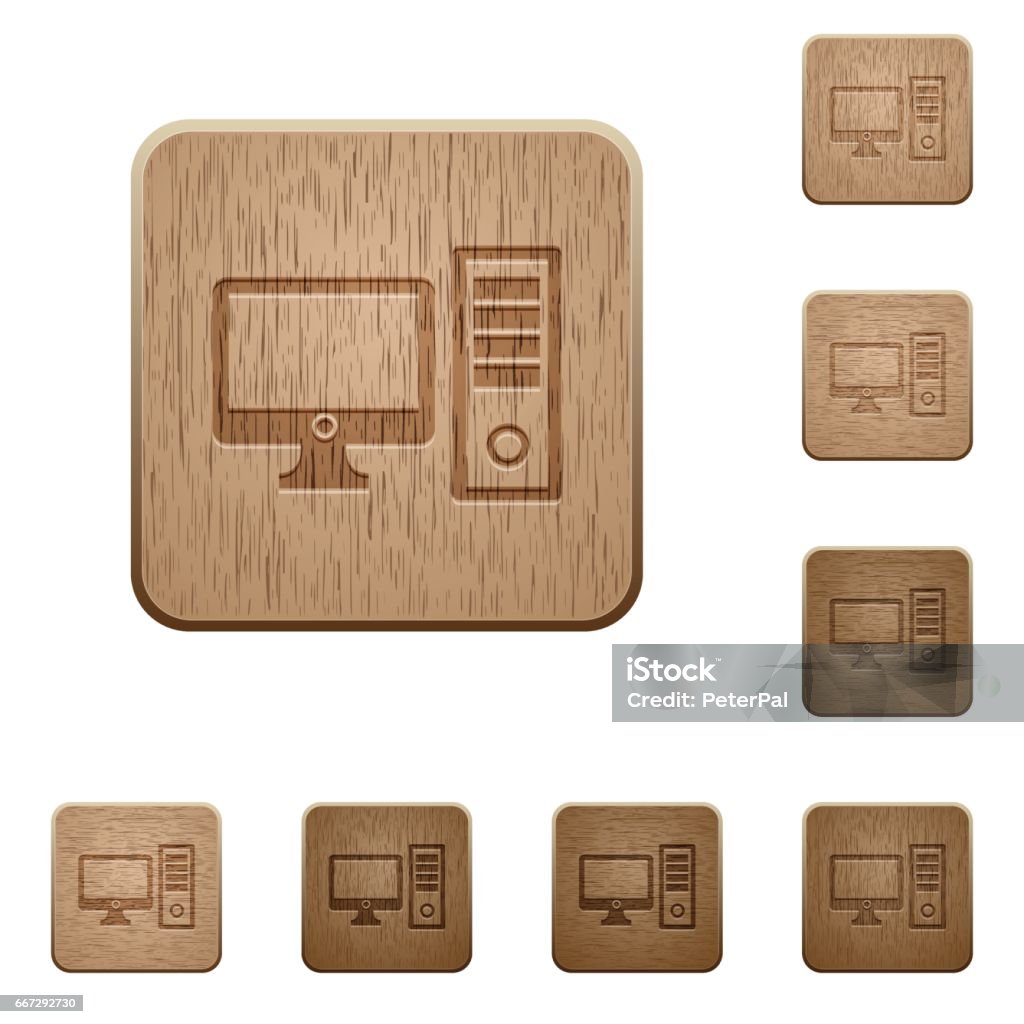 Pc Button Images Desktop Computer Wooden Buttons Stock Illustration - Download Image Now ...