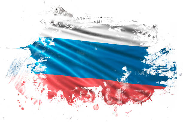 Russian Ink Grunge Flag A stock render/image of the Russian flag in a ink splat grunge style. russia flag stock illustrations