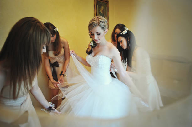 istock bridesmaids wear bride 667296878