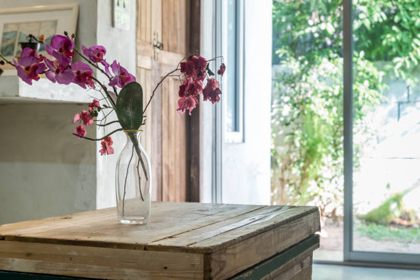 Artificial flower vase in modern rustic Living room/ Interior conceptual