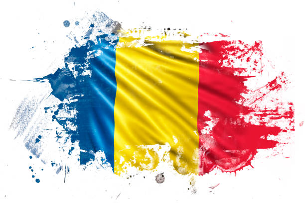 ilustrações de stock, clip art, desenhos animados e ícones de romanian ink grunge flag - romania flag romanian flag colors