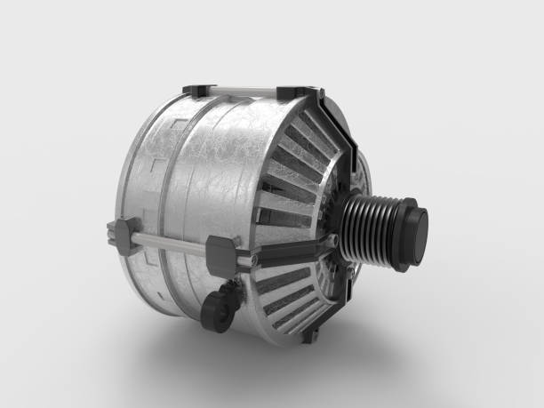 istock Car alternator isolated on a white background. 3D rendering. 667308124