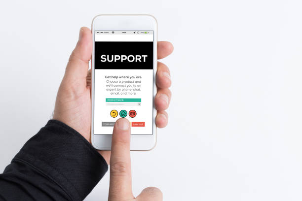 istock Hand holding smartphone and showing Support concept 667309188