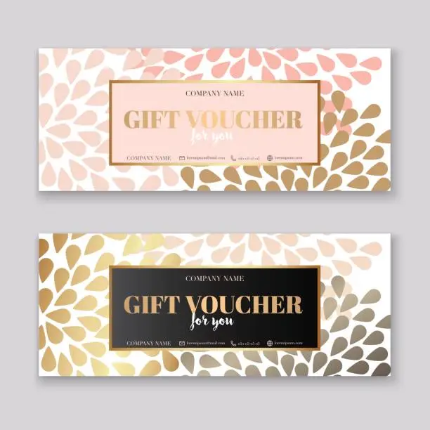 Vector illustration of Voucher template with gold gift box,certificate.
