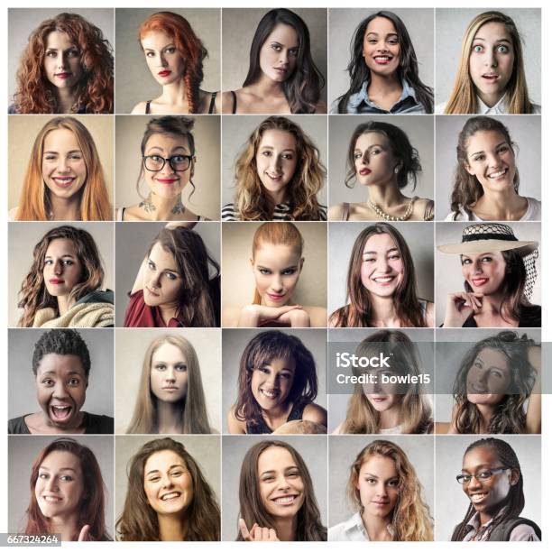 Beautiful Women Stock Photo - Download Image Now - Mosaic, Women, Human Face