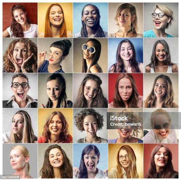 Personalidades Coloridas Foto de stock y más banco de imágenes de Mujeres - Mujeres, Mosaico, Variación
