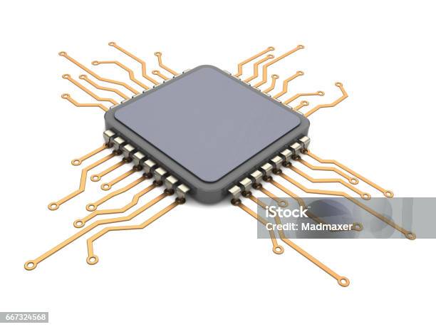 Cpu Circuit Stock Photo - Download Image Now - Computer Chip, Three Dimensional, CPU