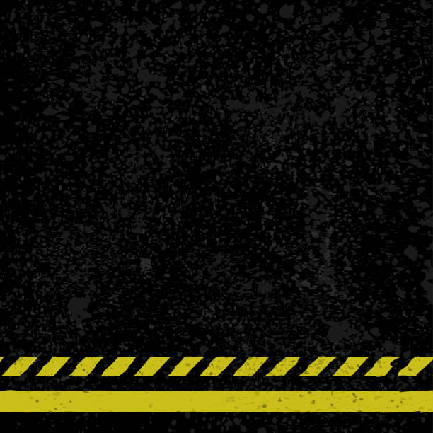 Asphalt with yellow lines Black grunge asphalt background with yellow lines all weather running track stock illustrations