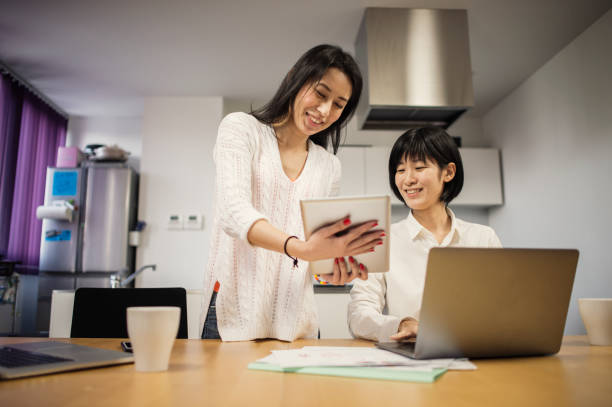 istock Businesswomen working on laptop in home 667345742