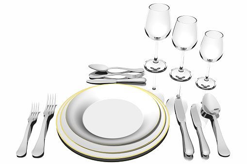 Table set on a white background.