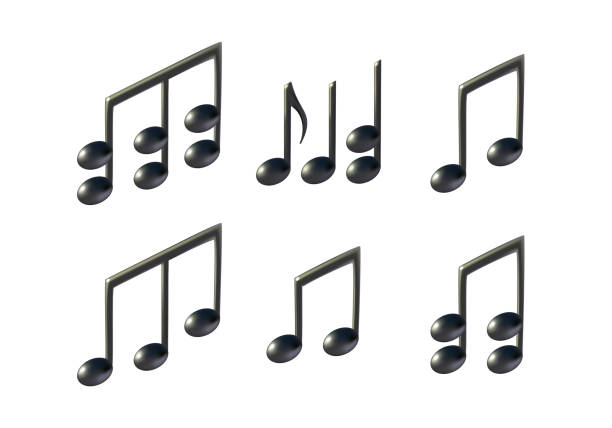 ilustrações, clipart, desenhos animados e ícones de ícones da música nota vector - musical note treble clef music three dimensional shape