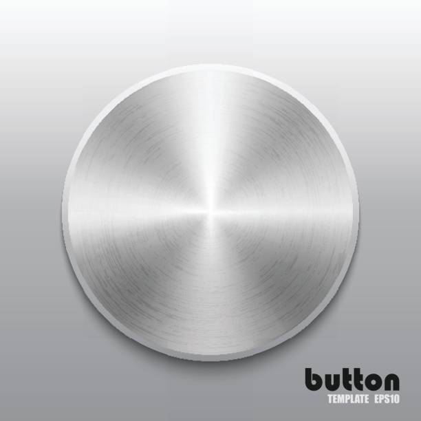 금속 또는 알루미늄 크롬 질감 라운드 버튼의 서식 파일 - interface icons volume volume knob stainless steel stock illustrations