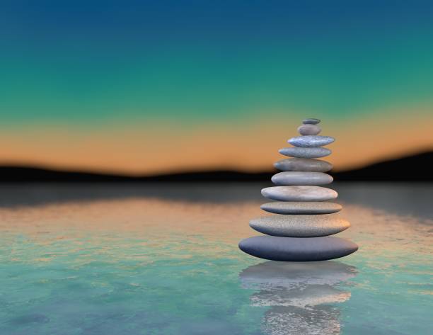 istock Zen abstract stones scene with stones on water. 667364156