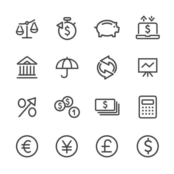 Investing and Finance Icon Set - Line Series Investing and Finance Icon financial advisor percentage sign business finance stock illustrations