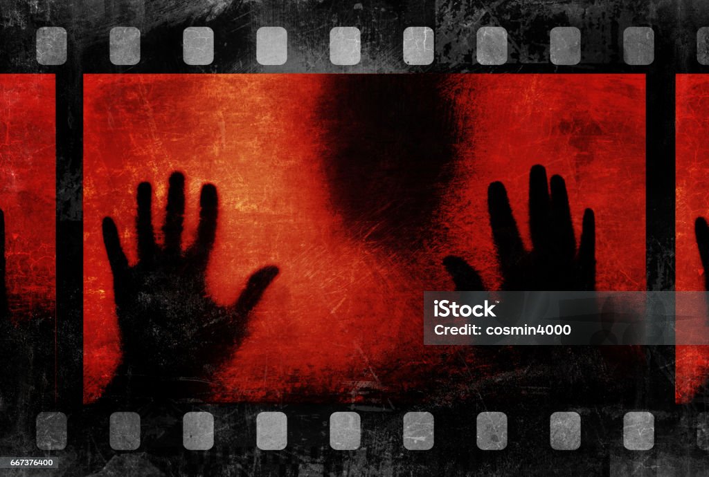 black silhouette and film strip Movie Stock Photo