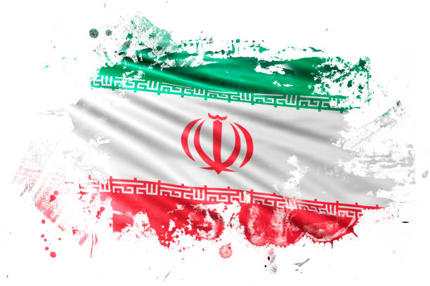 이란 잉크 그런 지 플래그 - iranian flag stock illustrations